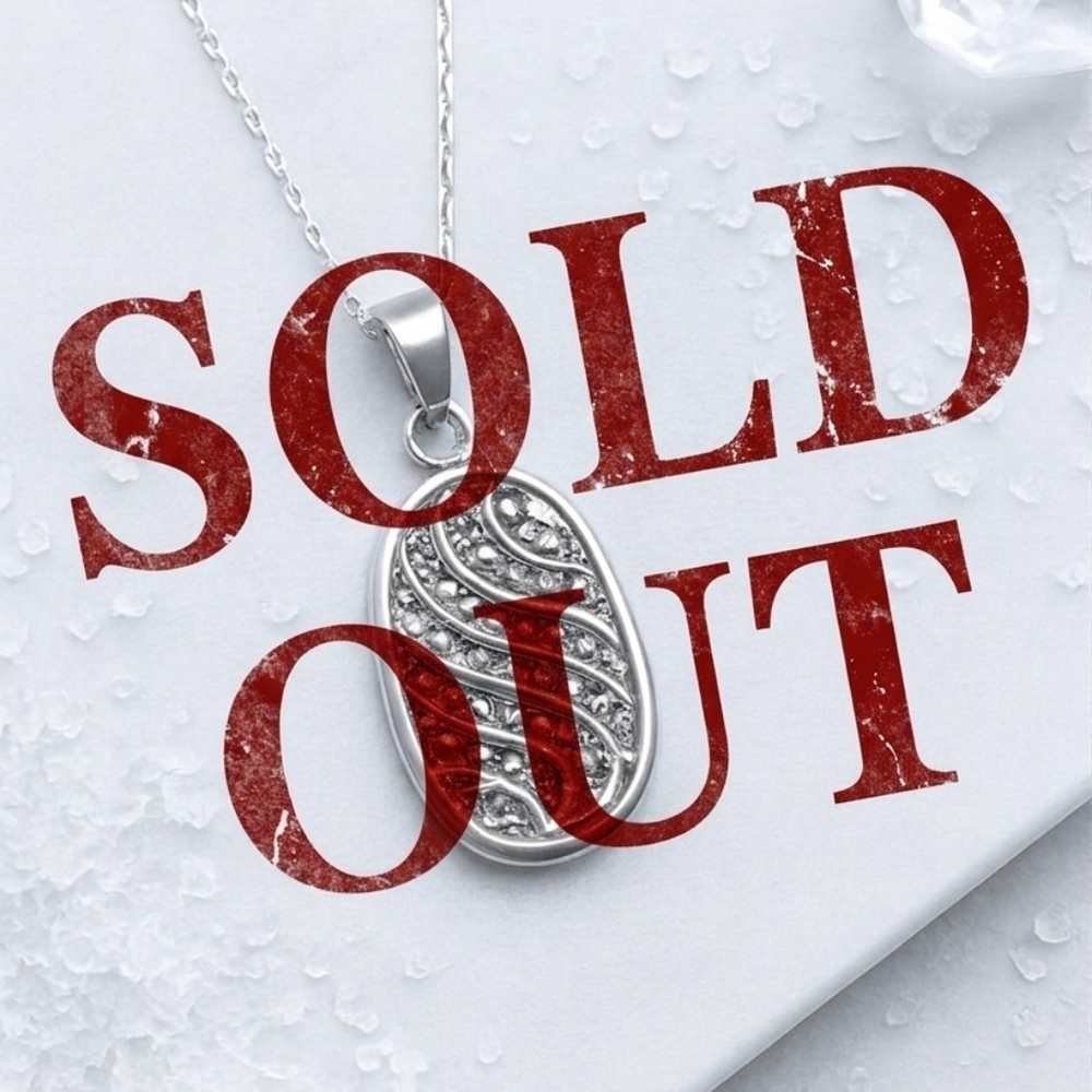 Sterling-Style Oval Wave Pendant Necklace in Silver